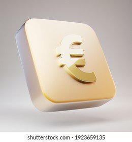 Euro Icon. Golden Euro Symbol On Matte Gold Plate. 3D Rendered Social Media Icon.