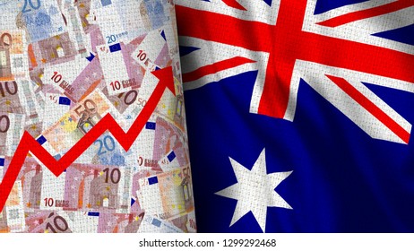 Euro Money And Australia - 3D Illustrations Together - Fabric Texture