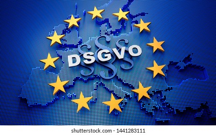 Europa DSGVO - 3D illustration with blue backdrop