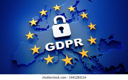 Europa GDPR - 3D illustration with blue backdrop