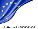 Europe flag. 3d illustration. with white background space for text. Close-up view.