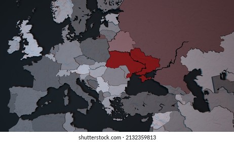 Europe Map Of 3D Illustration Puzzles. European Political Countries. The European Union. The War Between Russia And Ukraine. Hot Spot. Disaster