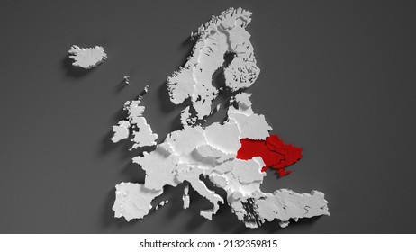 Europe Map Of 3D Illustration Puzzles. European Political Countries. The European Union. The War Between Russia And Ukraine. Hot Spot. Disaster