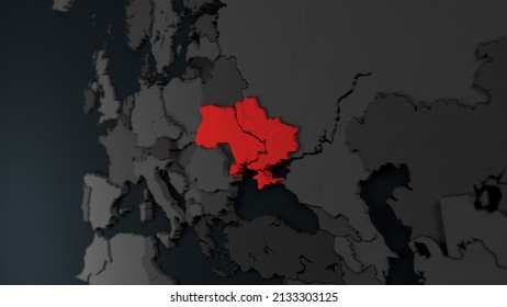 Europe Map Of 3D Illustration Puzzles. European Political Countries. The European Union. The War Between Russia And Ukraine. Hot Spot. Disaster