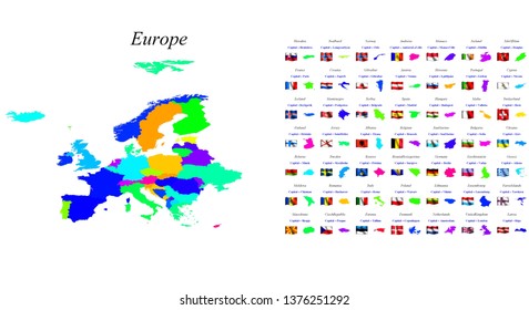 Europe Map Countries National Flags Stock Illustration 1376251292 ...