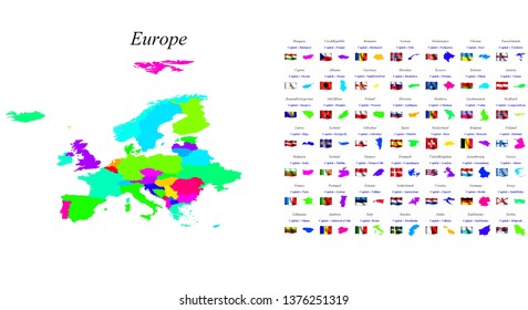 Europe Map Countries National Flags Stock Illustration 1376251319 ...