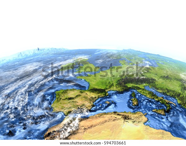Europe On 3d Model Earth 3d Stock Illustration 594703661
