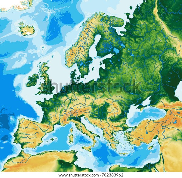 European Physical Features Map 9541