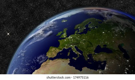 Europe From Space. Elements Of This Image Furnished By NASA.