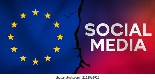 Europe Union Clash With Social Media Giants Over Data Sharing And Servers Concept Background. New Data Policy News Wallpaper