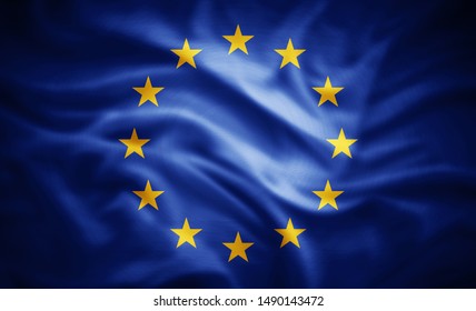 Europe Union Flag Of Silk -3D Illustration