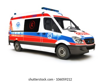 European Ambulance On A White Background, Part Of A First Responder Series