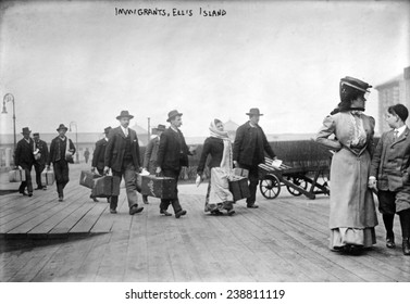 European immigrants arriving at Ellis Island, ca. 1907