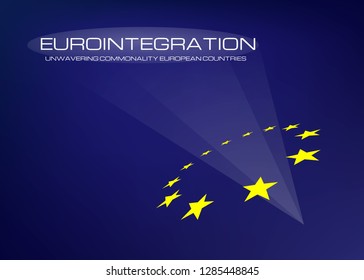 European Integration Process Of Uniting European Countries. Abstract Concept Background With A Symbol Of The European Union.