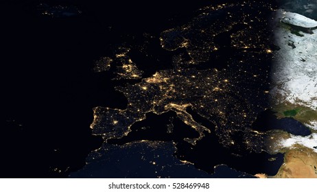 European Map Composition - Satellite Space View (Elements of this image furnished by NASA) - Shutterstock ID 528469948