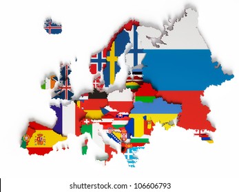 Europe Countries Political Map With National Borders And Country Names