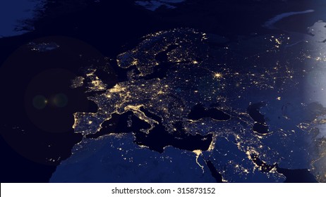 European Map Space View (Elements of this image furnished by NASA)