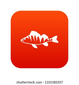 European Perch, Perca Fluviatilis Icon Digital Red For Any Design Isolated On White Illustration