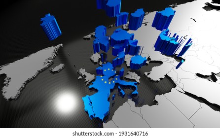 European Union Countries - 3D Illustration