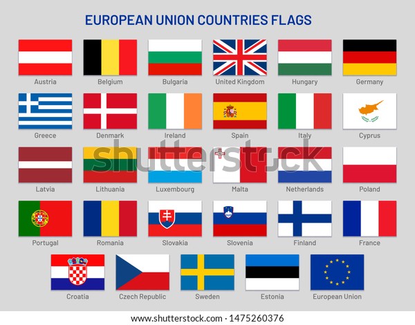 Die Lander Der Europaischen Union Flaggen Stockillustration