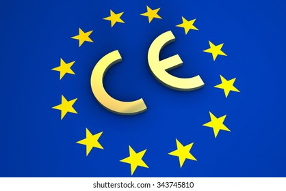 European Union And EU Community CE Marking Concept With Sign, Symbol And EU Flag On Background.