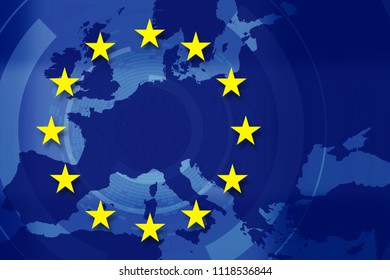 European Union Flag Map Technology Rings Stock Illustration 1118536844 ...