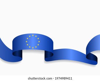 European Union Flag Wavy Abstract Background Layout. Raster Version.