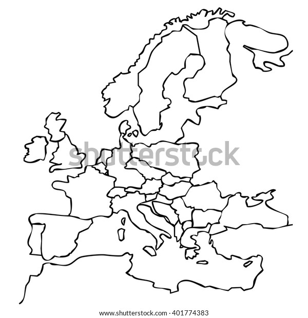 European Union Map Represented By Black Stock Illustration 401774383