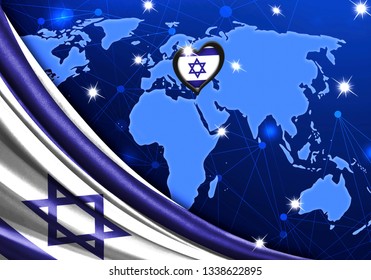 Eurovision Song Contest 2019 with the Flag of Israel. Tel Alive music contest. Heart logo concept with the flag of Israel.