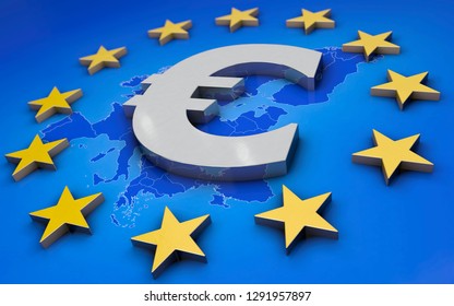 Eurozone With Euro Symbol, 3D-illustration