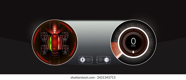 EV Car panel, Electric vehicle car dashboard design element elegant and simple style for alternative Car service. Holographic digital interface. Dashboard, characteristics, description of the car. - Powered by Shutterstock