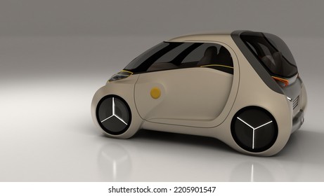 An EV Concept Micro Car, Unbranded, Generic Design, Modern Styling - 3D Illustration