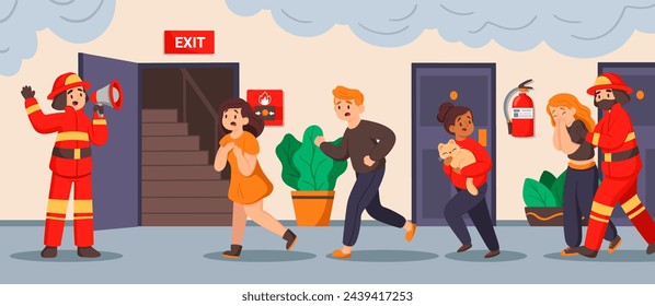 Evacuation illustration in flat design