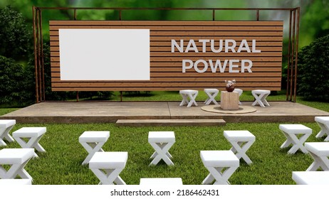 Event Natural Stage, Celebration, Corporate Conference, 3d Rendering. 3d Illustration.