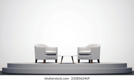 Event stage. conference set up. speaker platform. talk show. 3d render. 3d illustration. - Powered by Shutterstock