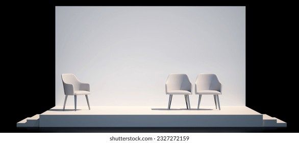 Event stage for corporate conference. talk show. stage setup. natural theme. 3d render. 3d illustration. - Powered by Shutterstock