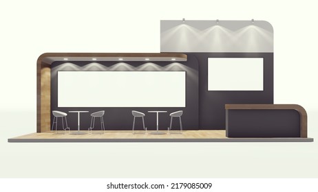 Event Stage With Speaker, Auditorium Set, Corporate Event, Conference, Talk Show, Speaker Sessions, Mockup, 3d Rendering. 3d Illustration.