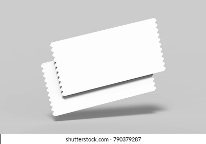 Event Ticket & Movie Ticket Template On Isolated White Background, Ready For Your Design, 3D Illustration