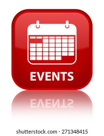 Events (calendar Icon) Red Square Button