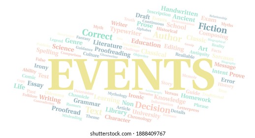 Events typography word cloud create with text only