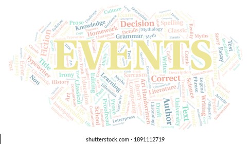 Events typography word cloud create with text only