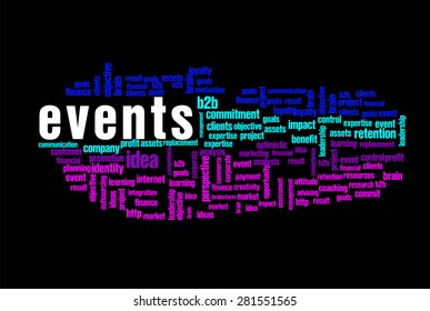 events word on cloud concept with feet shape