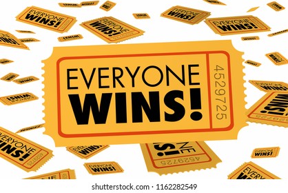 Everyone Wins Everybody Working Together Ticket 3d Illustration