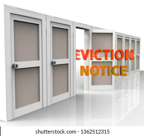 Eviction Notice Doorway Illustrates Losing House Due To Bankruptcy, Debt, Nonpayment Or Landlord Enforcement - 3d Illustration