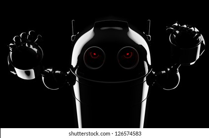 Evil Angry Robot . Render On Blackbackground