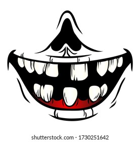 Evil / Creepy Clown Or Horror Clown, Clown Horror Smiley Face. Clown Mouth For Hallowen. Illustration