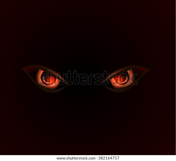 Evil Dangerus Eyes On Black Background Stock Illustration 382164757