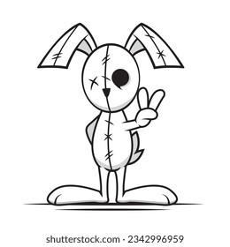 Evil rabbit doodle cute illustration
