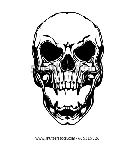 Evil Skull Illustration On White Stock Illustration 686315326