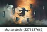 An evil sorcerer casting a dark spell, digital art style, illustration painting